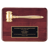 Gavel Plaque - Rosewood with Gold Electroplated Gavel - Custom Engraved Plaque