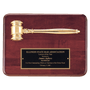 Gavel Plaque - Rosewood with Gold Electroplated Gavel - Custom Engraved Plaque