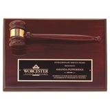 Gavel Plaque - Rosewood Piano Finish with Gavel - Custom Engraved Plaque