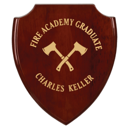 Rosewood Piano Finish Shield Plaque - Custom Engraved Plaque