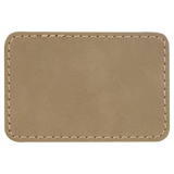 Light Brown with Black Engraving 3x2 Rectangle Hat Patches - Laser Engraved Leatherette