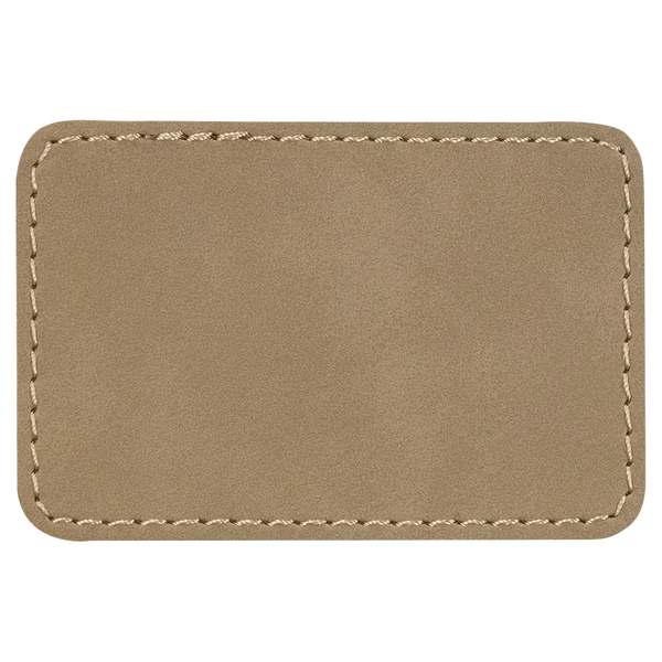 Light Brown with Black Engraving 3x2 Rectangle Hat Patches - Laser Engraved Leatherette