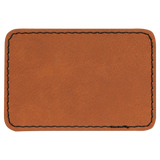 Rawhide with Black Engraving 3x2 Rectangle Hat Patches - Laser Engraved Leatherette