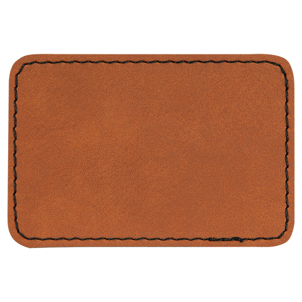 Rawhide with Black Engraving 3x2 Rectangle Hat Patches - Laser Engraved Leatherette