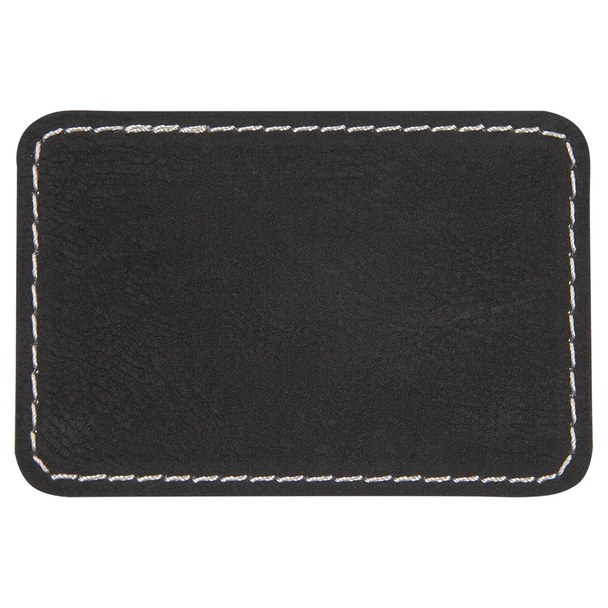 Black with Silver Engraving 3x2 Rectangle Hat Patches - Laser Engraved Leatherette