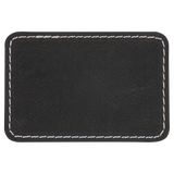 Black with Silver Engraving 3x2 Rectangle Hat Patches - Laser Engraved Leatherette