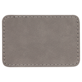 Gray with Black Engraving 3x2 Rectangle Hat Patches - Laser Engraved Leatherette
