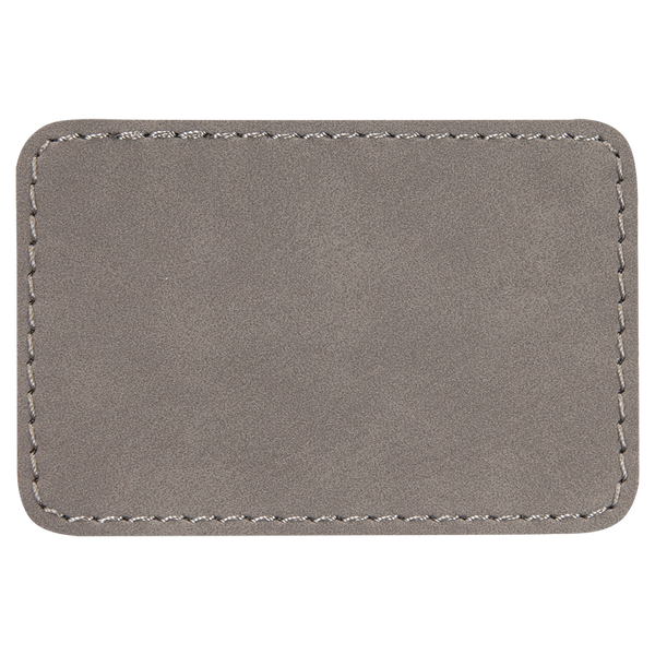 Gray with Black Engraving 3x2 Rectangle Hat Patches - Laser Engraved Leatherette