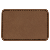 Dark Brown with Black Engraving 3x2 Rectangle Hat Patches - Laser Engraved Leatherette