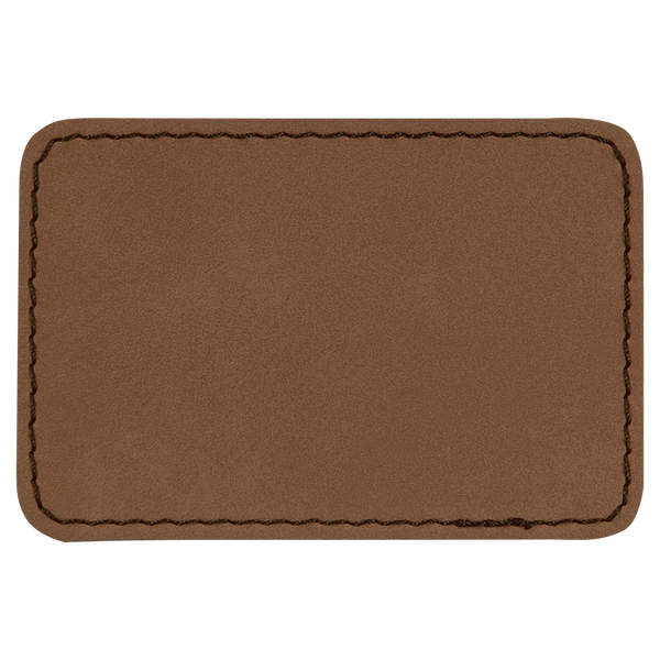 Dark Brown with Black Engraving 3x2 Rectangle Hat Patches - Laser Engraved Leatherette