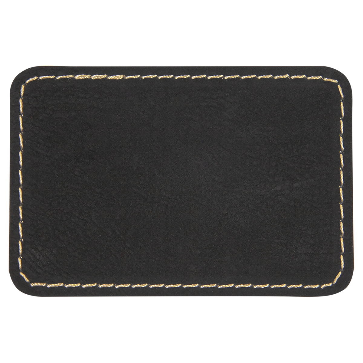 Black with Gold Engraving 3x2 Rectangle Hat Patches - Laser Engraved Leatherette