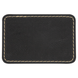 Black with Gold Engraving 3x2 Rectangle Hat Patches - Laser Engraved Leatherette