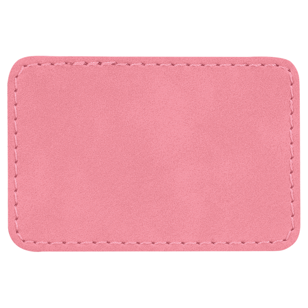 Pink with Black Engraving 3x2 Rectangle Hat Patches - Laser Engraved Leatherette