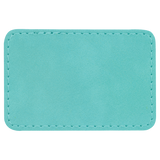 Teal with Black Engraving 3x2 Rectangle Hat Patches - Laser Engraved Leatherette