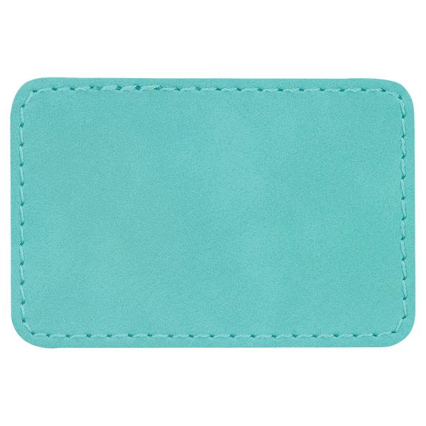 Teal with Black Engraving 3x2 Rectangle Hat Patches - Laser Engraved Leatherette