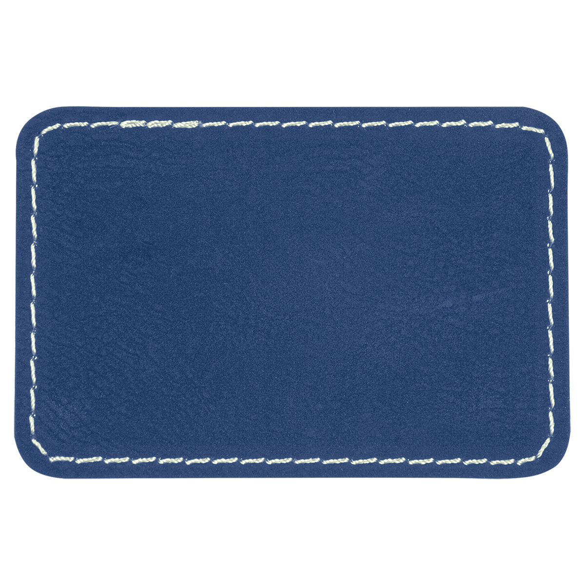 Blue with Silver Engraving 3x2 Rectangle Hat Patches - Laser Engraved Leatherette