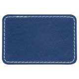 Blue with Silver Engraving 3x2 Rectangle Hat Patches - Laser Engraved Leatherette