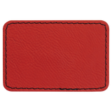 Red with Black Engraving 3x2 Rectangle Hat Patches - Laser Engraved Leatherette