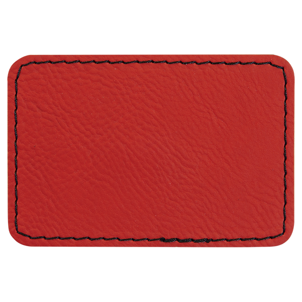 Red with Black Engraving 3x2 Rectangle Hat Patches - Laser Engraved Leatherette