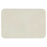 White with Black Engraving 3x2 Rectangle Hat Patches - Laser Engraved Leatherette