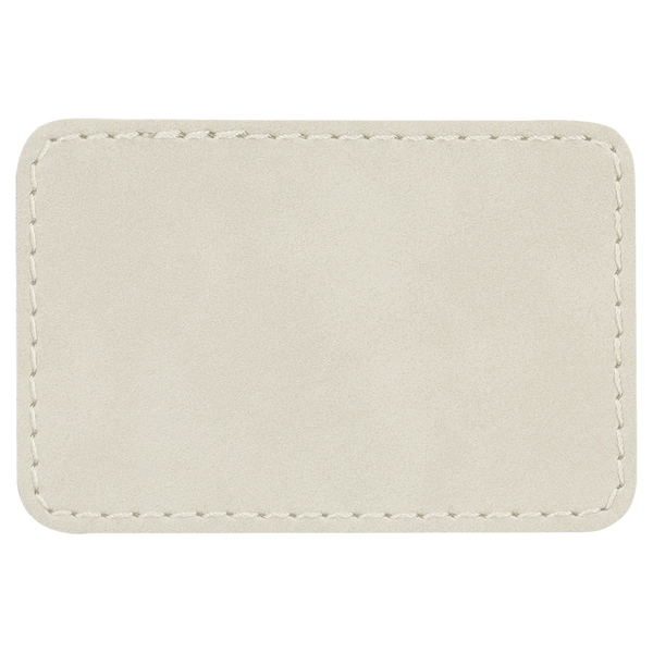 White with Black Engraving 3x2 Rectangle Hat Patches - Laser Engraved Leatherette