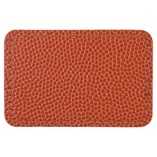 Basketball with Black Engraving 3x2 Rectangle Hat Patches - Laser Engraved Leatherette