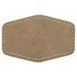Light Brown with Black Engraving 3x2 Hexagonal Hat Patches - Laser Engraved Leatherette