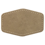 Light Brown with Black Engraving 3x2 Hexagonal Hat Patches - Laser Engraved Leatherette