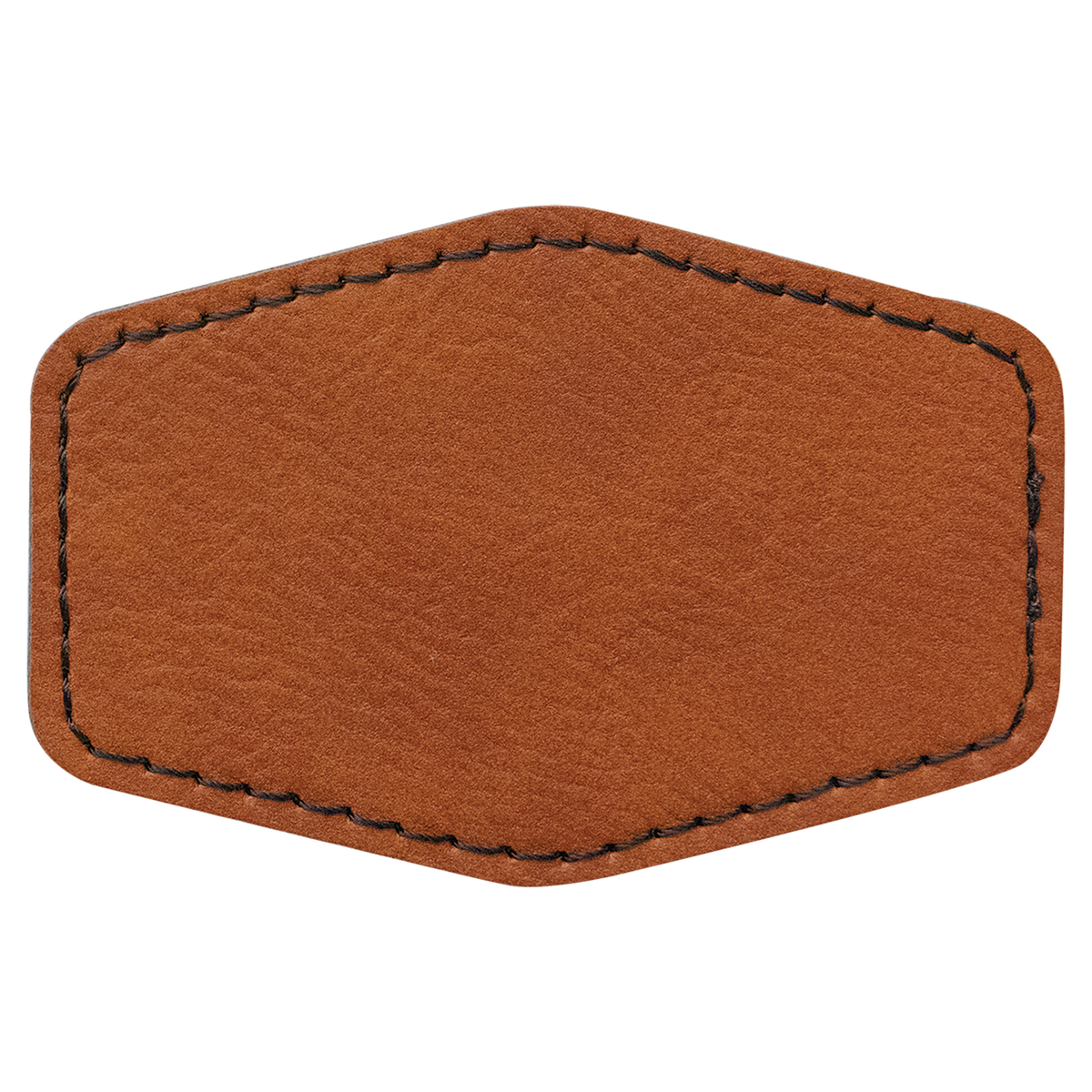 Rawhide with Black Engraving 3x2 Hexagonal Hat Patches - Laser Engraved Leatherette