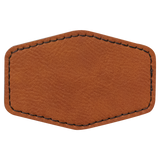 Rawhide with Black Engraving 3x2 Hexagonal Hat Patches - Laser Engraved Leatherette