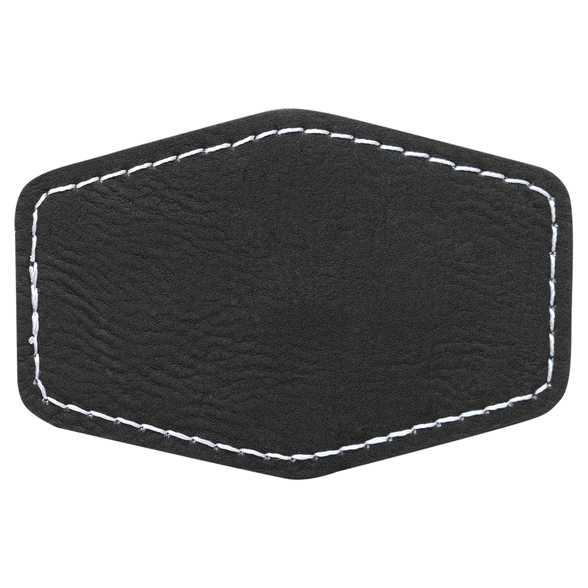 Black with Silver Engraving 3x2 Hexagonal Hat Patches - Laser Engraved Leatherette