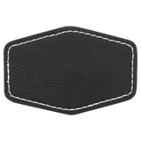 Black with Silver Engraving 3x2 Hexagonal Hat Patches - Laser Engraved Leatherette