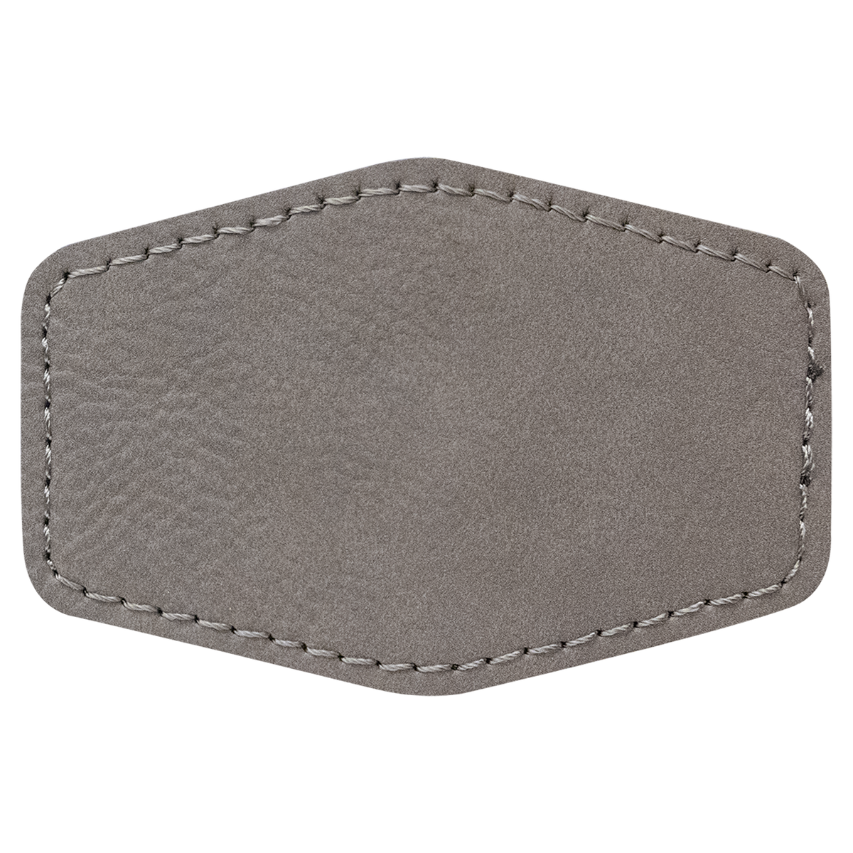 Gray with Black Engraving 3x2 Hexagonal Hat Patches - Laser Engraved Leatherette
