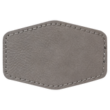 Gray with Black Engraving 3x2 Hexagonal Hat Patches - Laser Engraved Leatherette