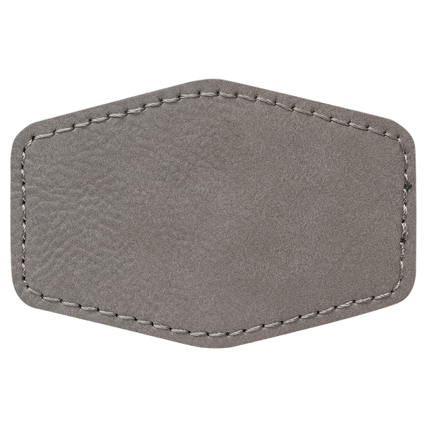 Gray with Black Engraving 3x2 Hexagonal Hat Patches - Laser Engraved Leatherette
