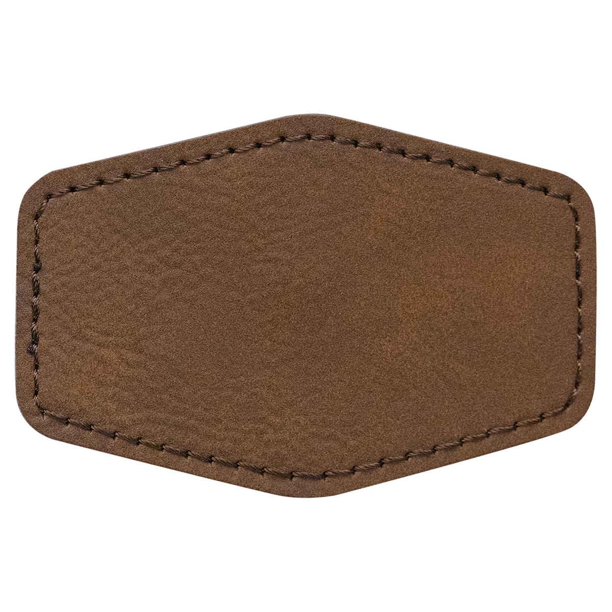Dark Brown with Black Engraving 3x2 Hexagonal Hat Patches - Laser Engraved Leatherette