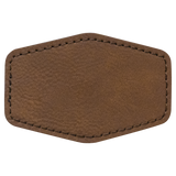 Dark Brown with Black Engraving 3x2 Hexagonal Hat Patches - Laser Engraved Leatherette