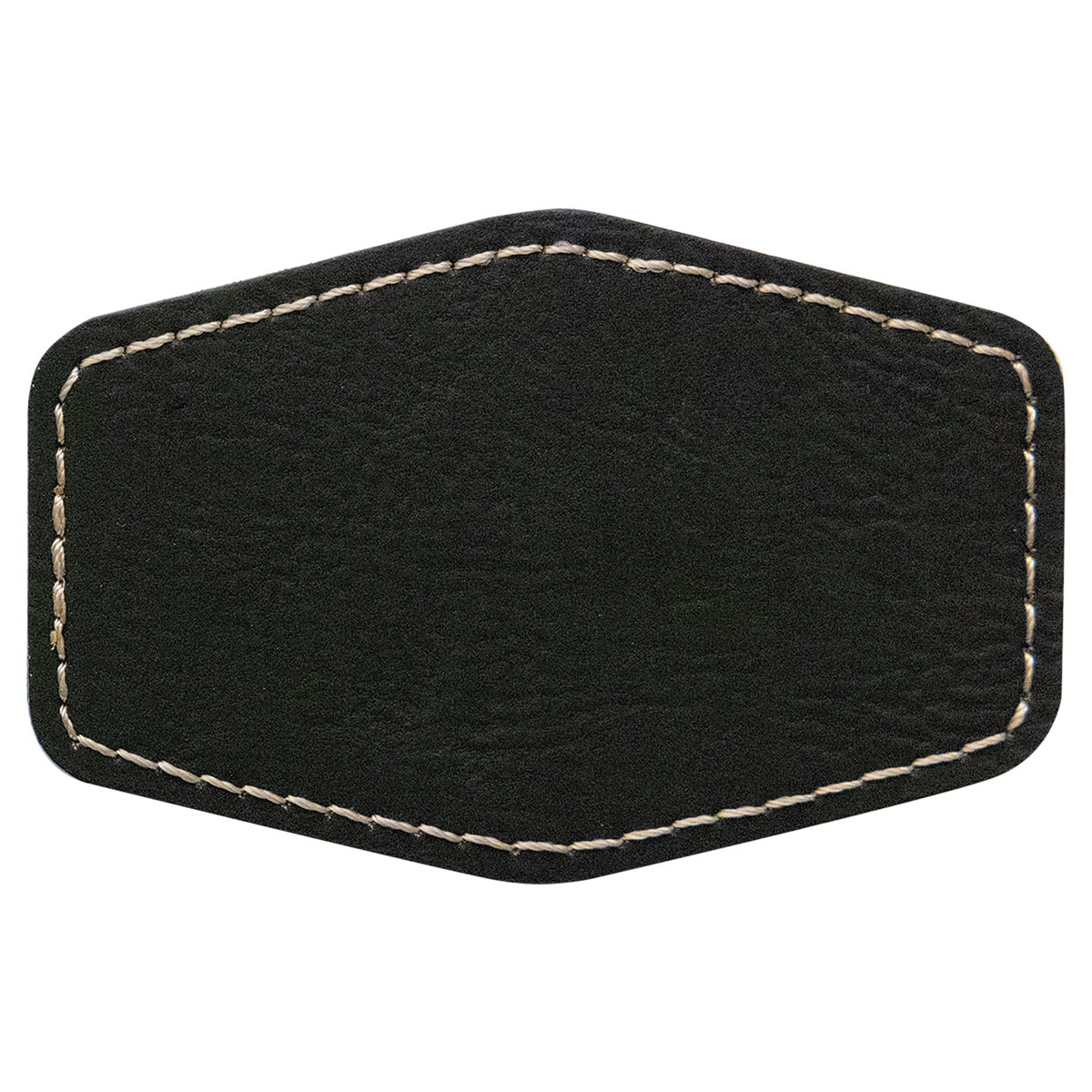 Black with Gold Engraving 3x2 Hexagonal Hat Patches - Laser Engraved Leatherette