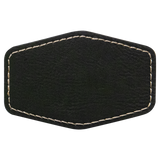 Black with Gold Engraving 3x2 Hexagonal Hat Patches - Laser Engraved Leatherette