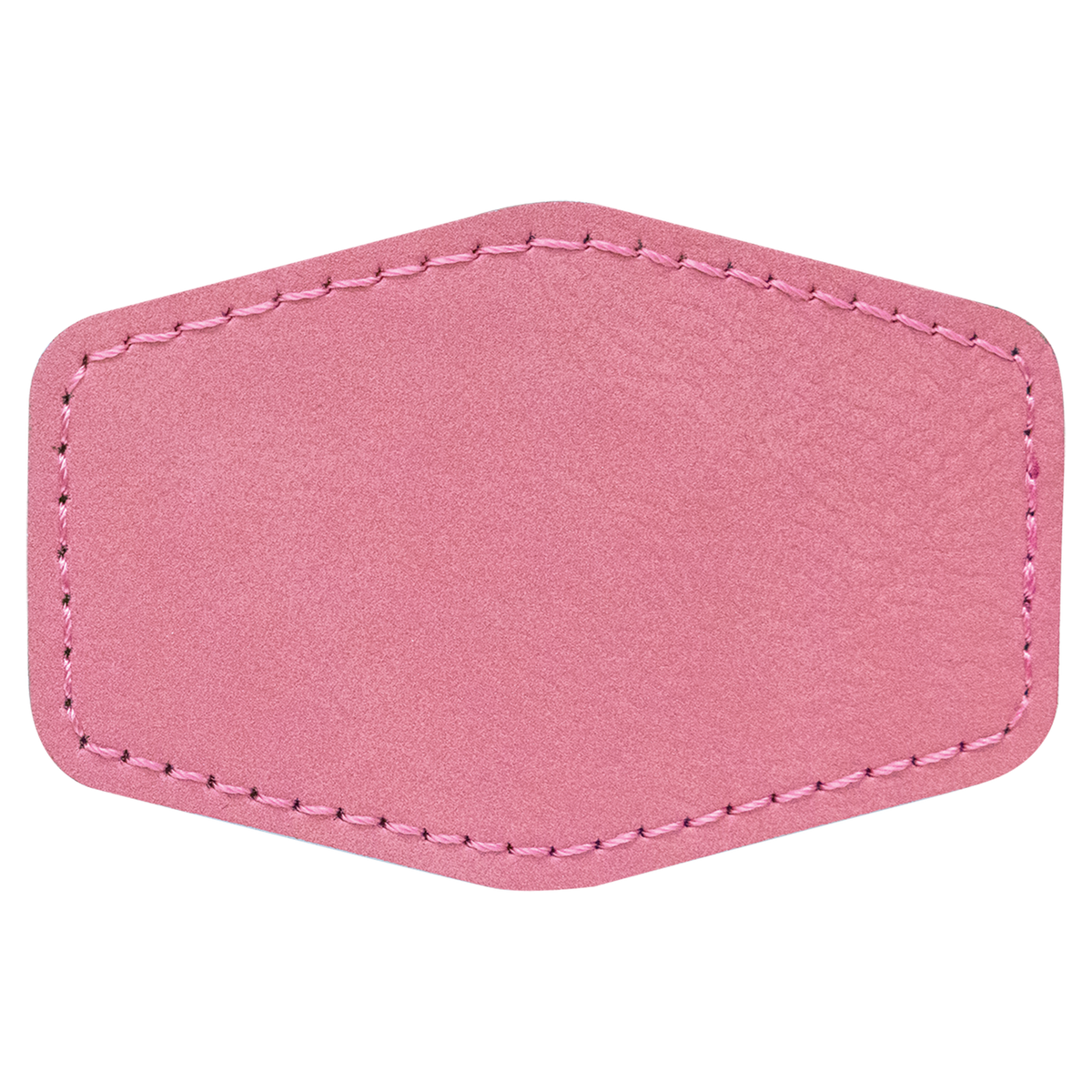 Pink with Black Engraving 3x2 Hexagonal Hat Patches - Laser Engraved Leatherette