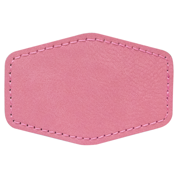 Pink with Black Engraving 3x2 Hexagonal Hat Patches - Laser Engraved Leatherette