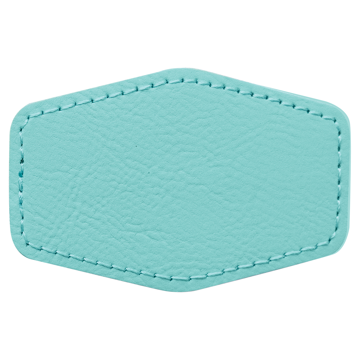 Teal with Black Engraving 3x2 Hexagonal Hat Patches - Laser Engraved Leatherette