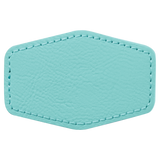 Teal with Black Engraving 3x2 Hexagonal Hat Patches - Laser Engraved Leatherette