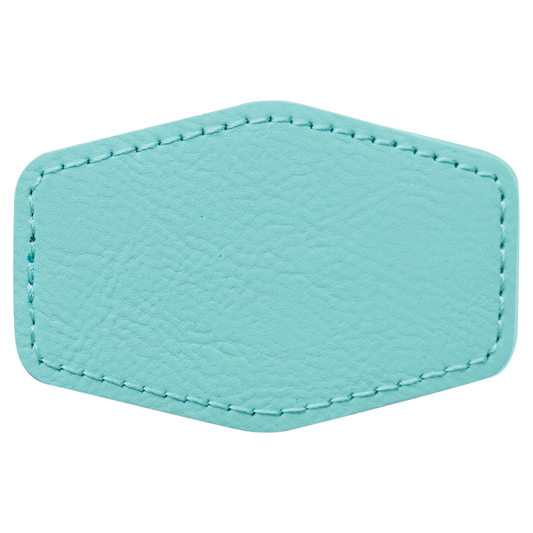 Teal with Black Engraving 3x2 Hexagonal Hat Patches - Laser Engraved Leatherette