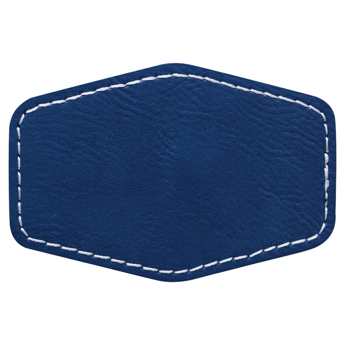 Blue with Silver Engraving 3x2 Hexagonal Hat Patches - Laser Engraved Leatherette