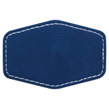 Blue with Silver Engraving 3x2 Hexagonal Hat Patches - Laser Engraved Leatherette