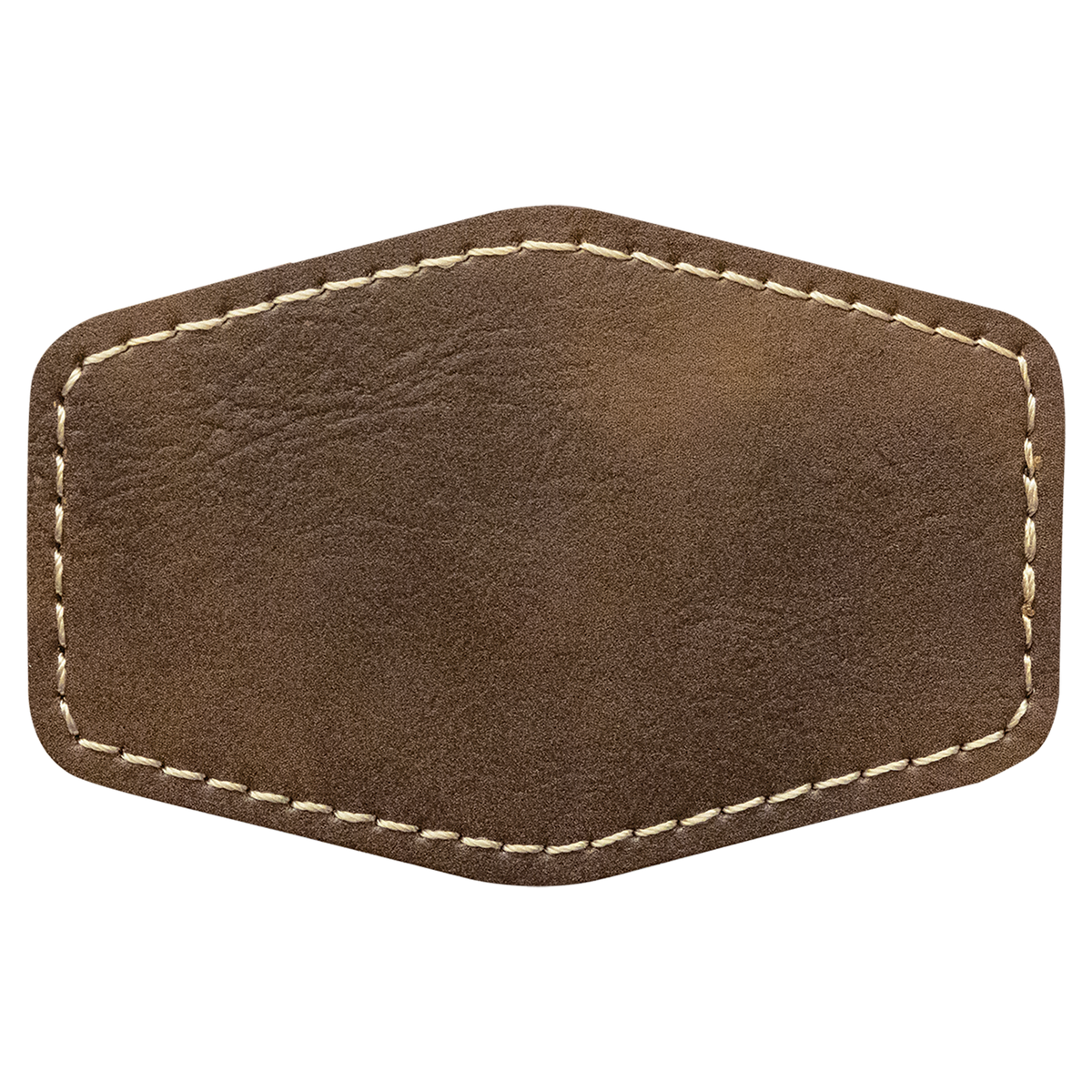 Rustic with Gold Engraving 3x2 Hexagonal Hat Patches - Laser Engraved Leatherette
