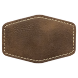 Rustic with Gold Engraving 3x2 Hexagonal Hat Patches - Laser Engraved Leatherette