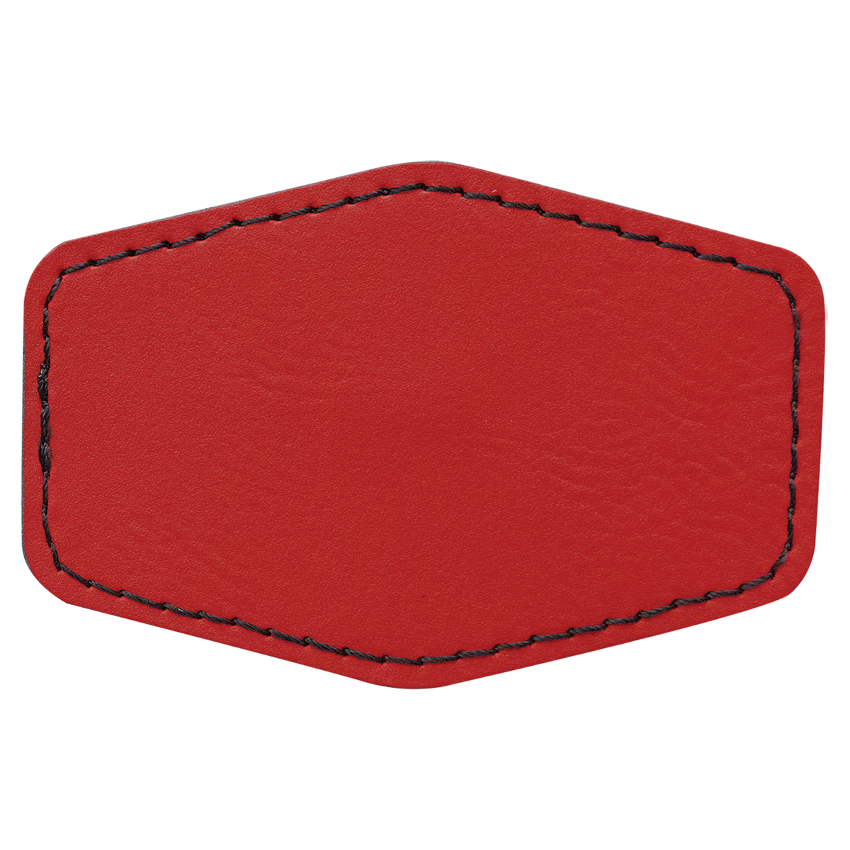 Red with Black Engraving 3x2 Hexagonal Hat Patches - Laser Engraved Leatherette