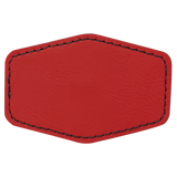 Red with Black Engraving 3x2 Hexagonal Hat Patches - Laser Engraved Leatherette